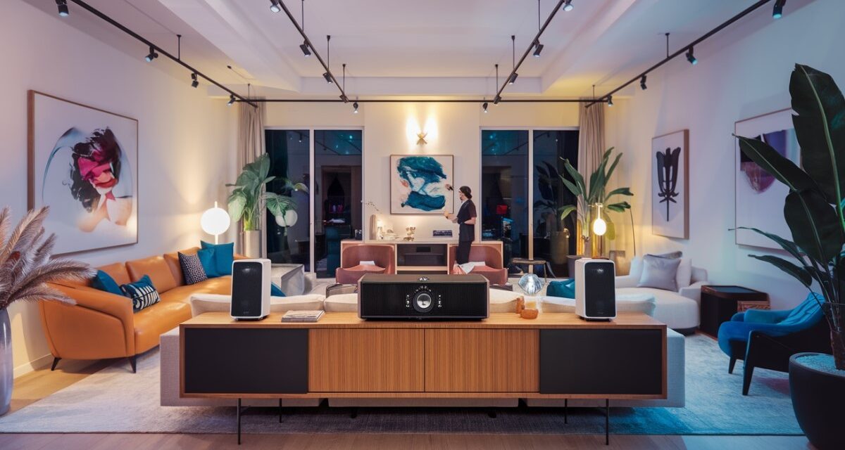 Enceinte dans un salon